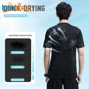 Ensemble de vêtements de sport pour homme Ehanking, en soie glacée, à séchage rapide, pour la course à pied, le basketball, l'entraînement, t-shirt à manches courtes et short - Product Image 3
