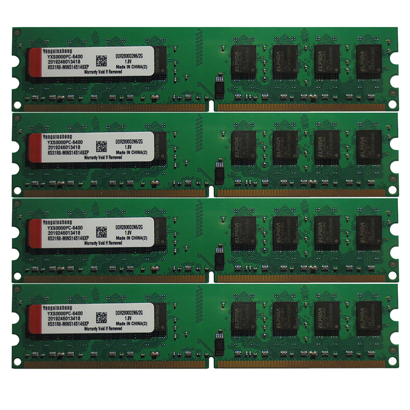 Комплект 2 ГБ Yongxinsheng PC2-6400 PC2-5300 Dimm DDR2 800 МГц 667 МГц Настольный ПК 240pin 2-сторонняя память RAM Случайные чипы