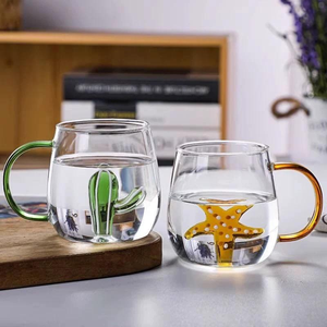 Tazza in Vetro 3D a Forma di Animale, Design Moderno con Manico Colorato, in Borosilicato, Unisex, Lavabile in Lavastoviglie, Regalo di Laurea per Succhi <span class=keywords><strong>e</strong></span> <span class=keywords><strong>Acqua</strong></span> - Product Image 2