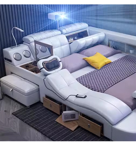 Lit intelligent multifonctionnel de luxe moderne de haute qualité avec rangement, lit rembourré TB01JY, appui-tête réglable fourni - Product Image 2