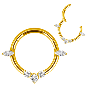 Hot Segment <b>Rings</b> High Polish ASTM F136 Titanium Moon and Star Segment <b>Ring</b> With Marquise CZ Dangle - Product Image 3