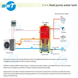 SST Fabricación personalizada de acero inoxidable gas aire caldera de agua Uso doméstico CO2 bomba de calor tanque de agua