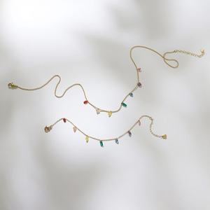 Collar con Colgante de Circonia Colorida para Mujer, Joyería de Verano, Alta Calidad, Oro de 18k, Acero Inoxidable Resistente a la Decoloración - Product Image 3