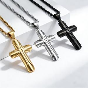 New cross-border hot-selling minimalist unisex stainless steel cross necklace with a unique and stylish <b>titanium</b> steel pendant - Product Image 1
