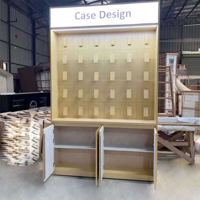 Shopping Mall Phone Store Furniture Cell Phone Accessories Display Stand Mobile Phone Case Wall Display Showcase LED Lighting