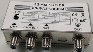 24V DC UHF 470-698MHz 5G amplificador FM + BII 88-230MHz sat 950-2150 MHz Amplificador de satélite cabecera Amplificador - Product Image 3