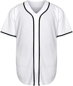 Kaus olahraga motif sublimasi kustom kaus bisbol kerah v pria