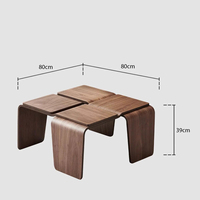 Salon moderne de style médiéval en noyer noir avec table basse haut de gamme