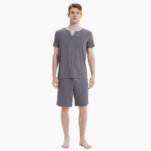 Pyjama personnalisé en bambou doux pour homme, ensemble décontracté long, pyjama classique imprimé en tricot pour homme, ensemble de vêtements de détente en coton - Product Image 2