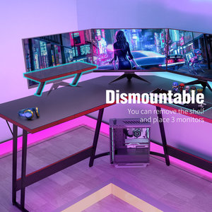 Ajunion 51.3 "góc máy tính bàn với đèn LED chơi Game bàn Ergonomic màn hình đứng phong phú lưu trữ hoàn hảo cho nhà - Product Image 4