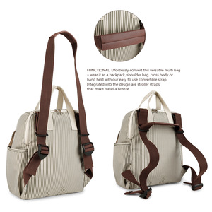Sac de voyage pour poussette super léger et isotherme à rayures, double bandoulière, avec tapis absorbant et poche séparée pour biberon - Product Image 4