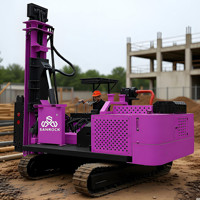 Foreuse hydraulique rotative à 360 degrés pour pieux vissés, compatible photovoltaïque