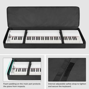 Usine BSCI, vente en gros BSCI, étui souple pour piano électrique 61 touches, support amovible, roulettes, sac de transport pour clavier d'orgue électronique - Product Image 3