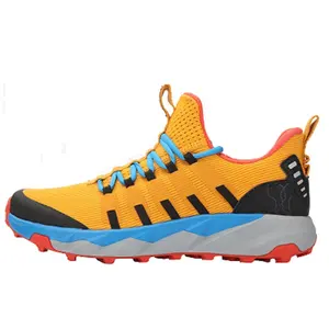 Kaynaklı TPU mesh üst trail koşu ayakkabıları bayanlar üzerinde kayma yastıklı ultra koşu ayakkabı sarı
