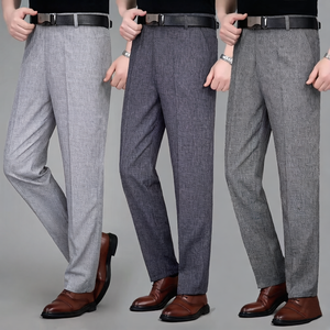 Pantaloni estivi da lavoro Casual per uomo di grandi dimensioni maschili classici traspiranti sottili pantaloni da ufficio da uomo - Product Image 1