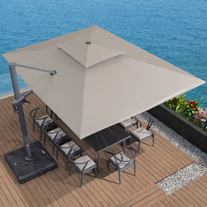 Parasols <span class=keywords><strong>de</strong></span> jardin Roma <span class=keywords><strong>de</strong></span> luxe <span class=keywords><strong>haut</strong></span> <span class=keywords><strong>de</strong></span> <span class=keywords><strong>gamme</strong></span>, modernes, imperméables, à double auvent, en aluminium, grands parasols cantilever pour patio, plage et parc - Product Image 1