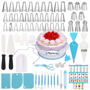 170 pcs bánh trang trí Mẹo thiết lập bánh ngọt Cookie cupcake trang trí nguồn cung cấp công cụ nướng Kit đường ống đóng băng vòi phun