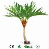 Palmier artificiel courbé en forme de cocotier, faux palmier cintré pour aménagement paysager au bord de la piscine, plantes artificielles robustes avec base renforcée