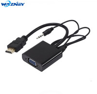 Adaptateur HDMI vers VGA avec extracteur audio 3,5 mm, câble de conversion HDMI mâle vers VGA femelle, convertisseur vidéo 1080P pour PC portable