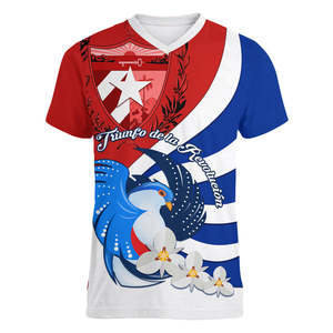 Camiseta con Cuello en V para Hombre con el Escudo de <span class=keywords><strong>Cuba</strong></span>, Mapa Cubano del Caribe, Diseño Personalizado con la Bandera de <span class=keywords><strong>Cuba</strong></span>, Camisetas Sublimadas - Product Image 4