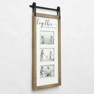 Fattoria rustica personalizzata <span class=keywords><strong>porta</strong></span> da fienile in legno marrone naturale 5x7 Collage <span class=keywords><strong>cornice</strong></span> per <span class=keywords><strong>foto</strong></span> montata a parete per camera da letto ingresso familiare - Product Image 2