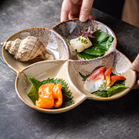 Assiette de service en céramique à 4 compartiments avec glaçure réactive pour la logistique de projets d'approvisionnement d'hôtels de boutique en gros