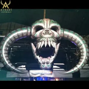 Stage Prop Giant Inflatable Horned Skull Inflatable Skull Arch For Halloween