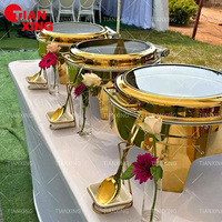 Plat de Chafing Rond Doré de 6 Litres, Équipement de Traiteur Commercial Chaudement Vendu pour Buffet et Restauration