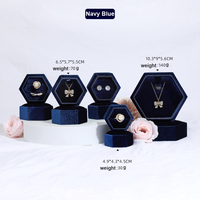 Boîte à Bijoux Double pour Bagues en Velours Côtelé Vintage avec Logo Personnalisé, Boîtes Hexagonales Simples pour Bracelets et Colliers, Idéales pour Rangement de Bagues de Fiançailles et de Mariage