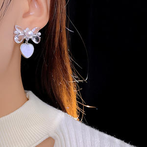 Joyería S925 plata esterlina arco latón corbata amor pendientes para mujer pendiente joyería para niñas joyería barata pendientes - Product Image 2