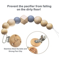 Clip sucette en bois et plastique pour bébé, porte-sucette en Crochet de bois, chaîne de Silicone, factice