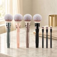 Ensemble de pinceaux de maquillage magnétiques 4 en 1, pinceaux cosmétiques, pinceau pour estomper la poudre, pinceau pour les yeux, kit avec support réutilisable