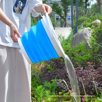 Seau pliable en plastique portable pour l'extérieur, lavage de voiture, pêche, lavage de pinceaux, mélange d'aliments, transport d'eau, 5L-10L