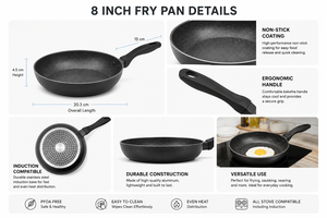 <span class=keywords><strong>Ensemble</strong></span> de 8 ustensiles de cuisine en aluminium comprenant une poêle à frire de 8 pouces, une poêle à frire de 10 pouces, une <span class=keywords><strong>casserole</strong></span> de trois tailles, des couvercles en verre, compatible <span class=keywords><strong>induction</strong></span> - Product Image 5