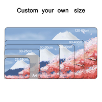 Alfombrilla de Ratón Grande para Juegos con Estampado Personalizado de Montañas Japonesas y Flores de Cerezo, Alfombrilla de Escritorio Impermeable, Alfombrilla de Teclado para Computadora con Base de Goma