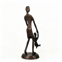 Sculpture Moderne en Cuivre Massif Mère et Fille, Art Abstrait Familial, Décoration Romantique et Chaleureuse pour la Maison, Articles de Luxe Faits à la Main
