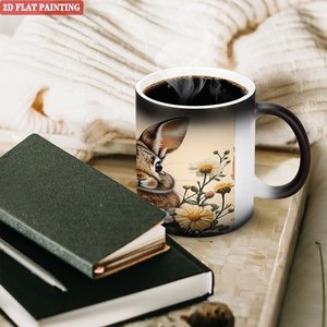 Matte Frosted 11oz Black <b>Ceramic</b> Coffee Mug Heat Sensitive Magic Drinking <b>Cup</b> - Product Image 3