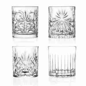 Set di 4 bicchieri da cocktail in cristallo RCR Mixology da 330 ml con design decorativo inciso per whisky o cocktail - Product Image 1