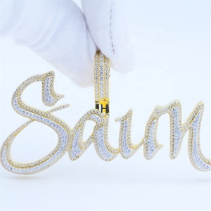Colgante de Letras del Alfabeto Inglés Personalizado de Hip Hop, Joyería de Rapero, Chapado en Oro, con Piedras de Circonita Cúbica, Colgante de Letra con Incrustaciones de Piedras - Product Image 5