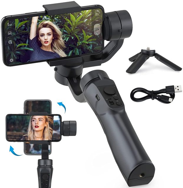 Compact Travel Phone Gimbal Tripod AI Tracking Wireless 3-Axis 2500mAh Battery Built-in Extension Rod 7 Hours for Live Streaming