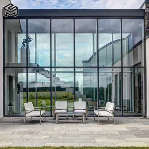 Kaca Tempered pintu geser teras Aluminium desain Modern