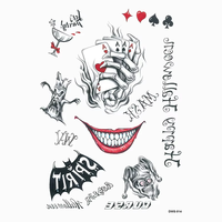Masque d'horreur étanche Harley Quinn Joker tatouage temporaire Cosplay Halloween maquillage visage Mini petit tatouage
