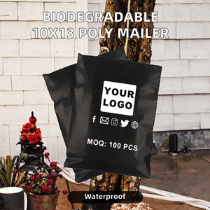 Sac d'expédition et d'emballage biodégradable personnalisé avec logo, 10x13 pouces, pour pochette polyvalente avec poignée étanche, en stock, pour remerciements - Product Image 3