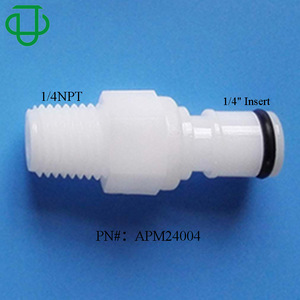 Conector macho de conexión rápida de plástico POM con rosca NPT de 1/4 pulgadas de la serie AP con válvula de cierre para agua - Product Image 3