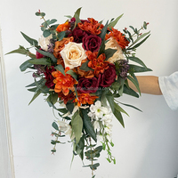 Bouquets de fleurs artificielles pour mariages d'automne, accessoires photo de mariage, bouquets de mariée, boutonnières du marié, coiffes de demoiselles d'honneur