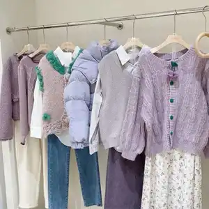 China ropa usada en balefashion suéter usado niñas suéter largo ropa de exportación de segunda mano