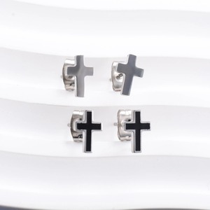 1 Paire de Boucles d'Oreilles Croix en Acier Inoxydable pour Femmes et Hommes, Petites Clous d'Oreilles Religieux à Fermeture Push-Back, Accessoires de Bijoux en Métal pour Piercing - Product Image 5