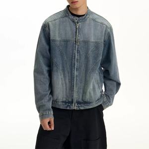 Veste Courte en Jean pour Homme Personnalisée en Gros, Tissu Denim Brut de Haute Qualité, Lavage Vieilli, 100% Coton, Blouson en Jean pour Homme - Product Image 3