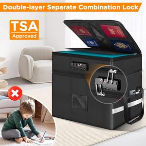 Caja Archivadora Portátil <span class=keywords><strong>de</strong></span> 2 Capas, Resistente al Fuego y al Agua, con Cierre, para Oficina y Hogar, Organizador <span class=keywords><strong>de</strong></span> Documentos con Cerradura, Almacenamiento Seguro <span class=keywords><strong>de</strong></span> Archivos, Silicona - Product Image 2