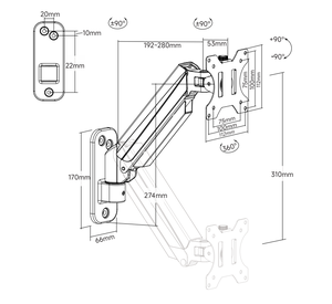 Best Popular Office Furniture Flexible Lcd PC <strong>Swing</strong> Arm Monitor <strong>Bracket</strong> Black/White Monitor Wall Mount - Product Image 2